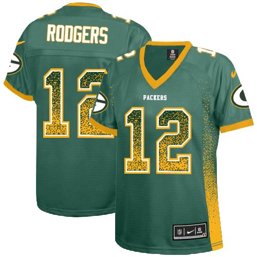 Women's Elite Aaron Rodgers Nike Jersey Green - #12 Drift Fashion NFL Green Bay Packers